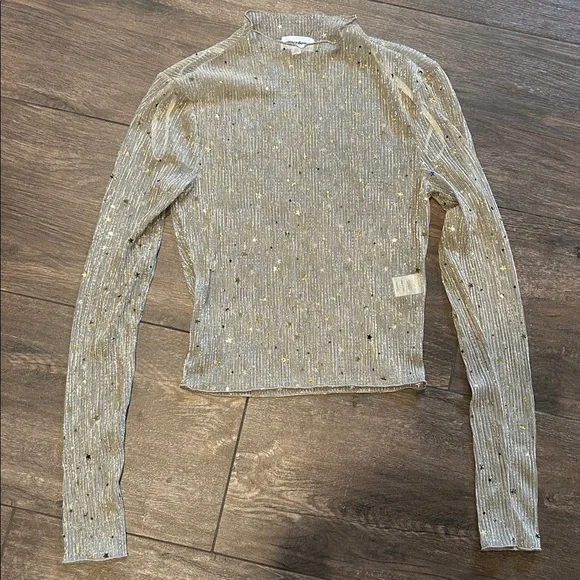 Superdown Sheer Metallic Gold Star Top Size XS New - Picture 4 of 4